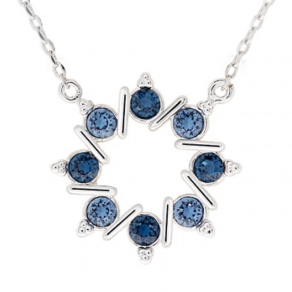 Dainty Wreath Pendant Necklace with Montana and Indian Sapphire Crystals